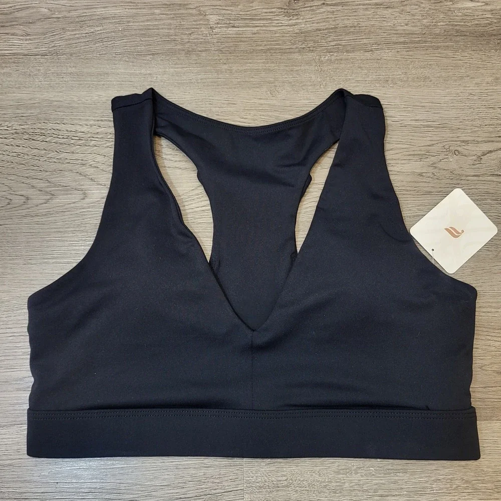 Fabletics On‎ The Go Midi Medium Impact Sports Bra Black Size Medium-8 MSRP $64
